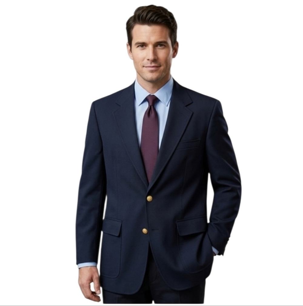 44L Brooks Brothers Classic Navy 3 Button Blazer with Gold Buttons Heritage